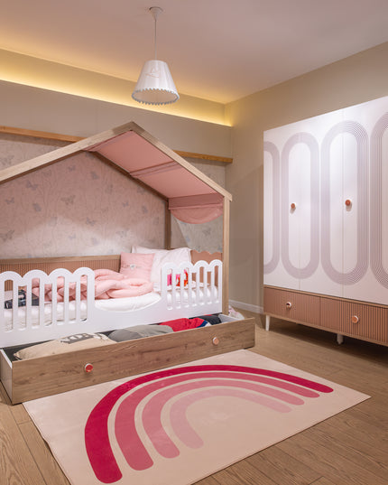 Fiona Pembe Üç Kapılı Dolap