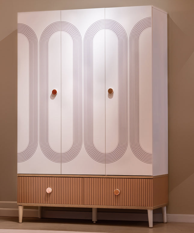 Fiona Pembe Üç Kapılı Dolap