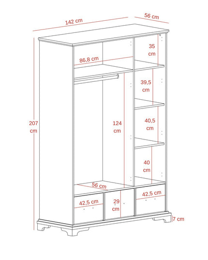 Valentine Üç Kapılı Dolap