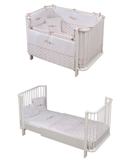 Bambino Büyüyen Beşik 80x130 cm Karyola 80x180 cm (beyaz-pembe)