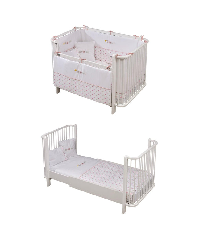 Bambino Büyüyen Beşik 80x130 cm Karyola 80x180 cm (beyaz-pembe)