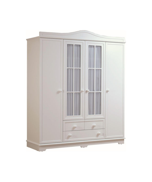 Classy Beyaz Dört Kapılı Camlı Dolap