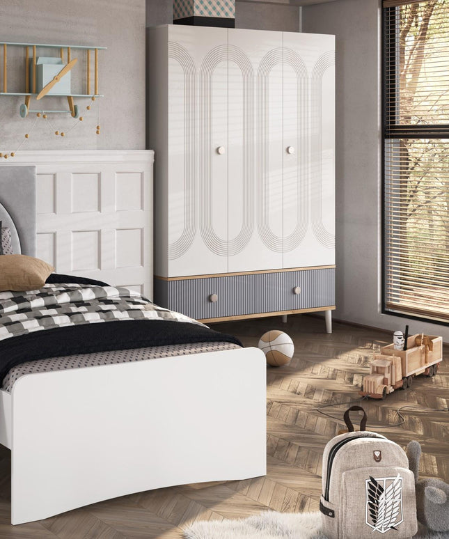 Fiona Gri Üç Kapılı Dolap