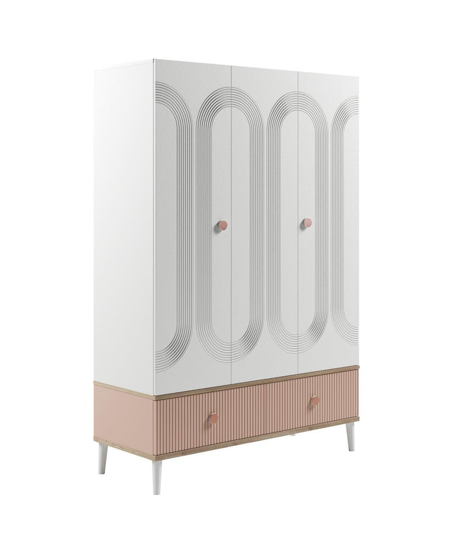 Fiona Pembe Üç Kapılı Dolap