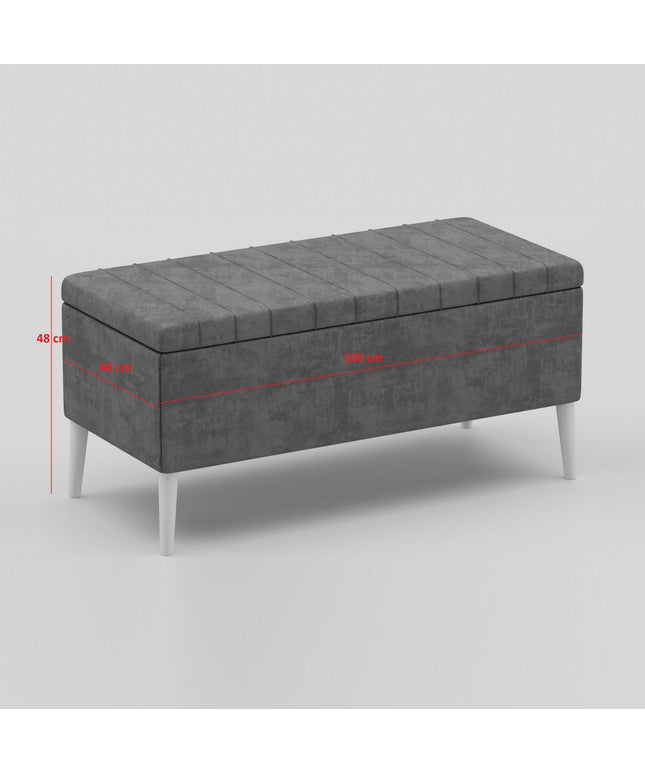 Linda Sandıklı Bench (beyaz-gri (3040))