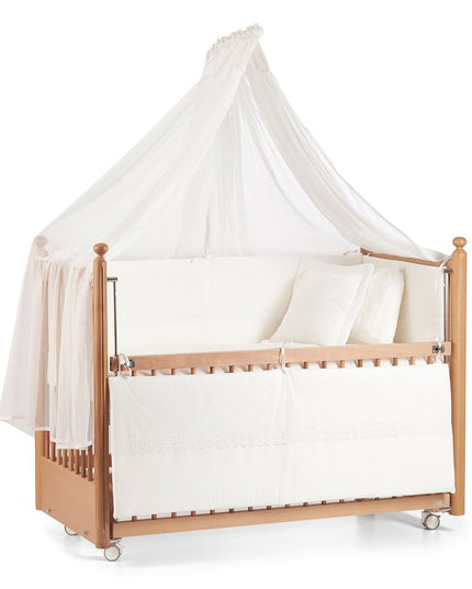 Mondo Anne Yanı Ahşap Sallanır Beşik 60x120 cm (naturel-krem)