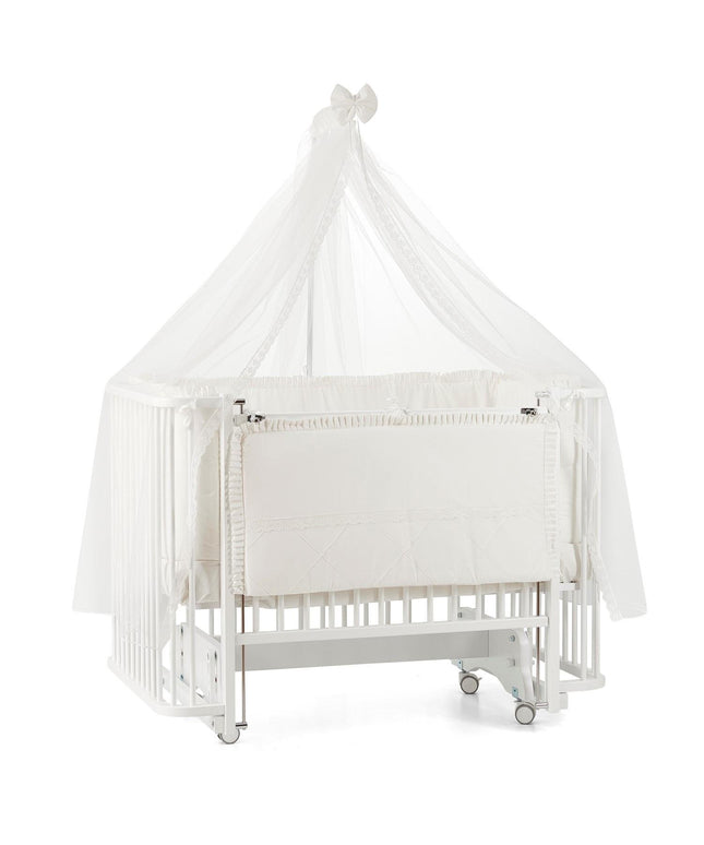 Bambino Anne Yanı Ahşap Sallanır Beşik 70x110 cm (beyaz-ekru)