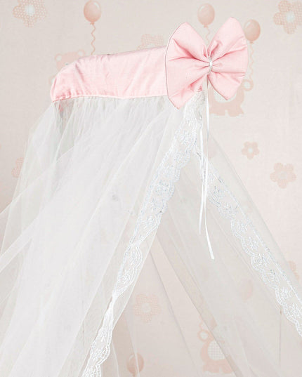 Bambino Anne Yanı Ahşap Sallanır Beşik 70x110 cm (beyaz-pembe)