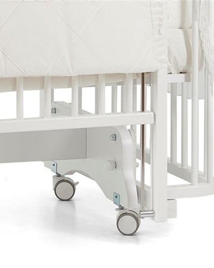 Bambino Anne Yanı Ahşap Sallanır Beşik 70x110 cm (beyaz-ekru)
