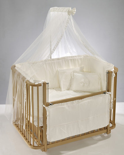 Bambino Anne Yanı Ahşap Sallanır Beşik 70x110 cm (naturel-ekru)