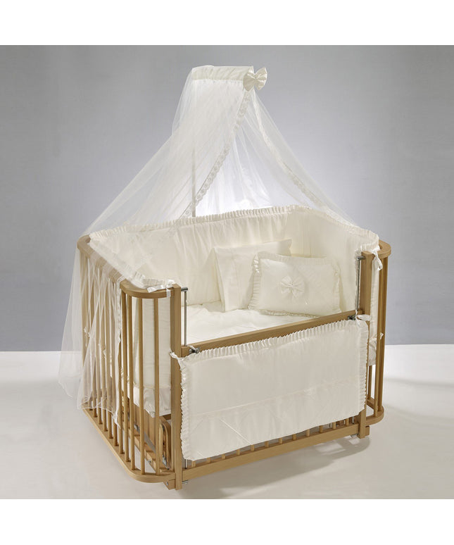 Bambino Anne Yanı Ahşap Sallanır Beşik 70x110 cm (naturel-ekru)