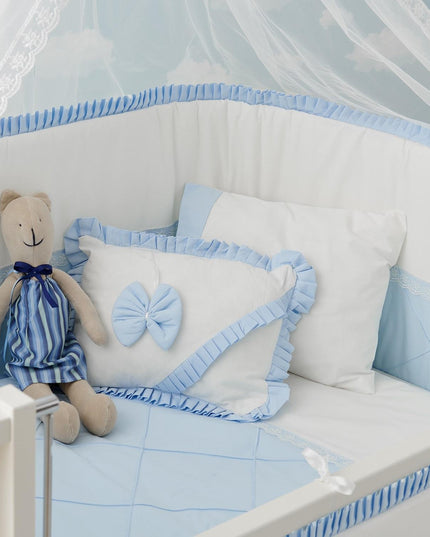 Bambino Anne Yanı Ahşap Sallanır Beşik 70x110 cm (beyaz-mavi)