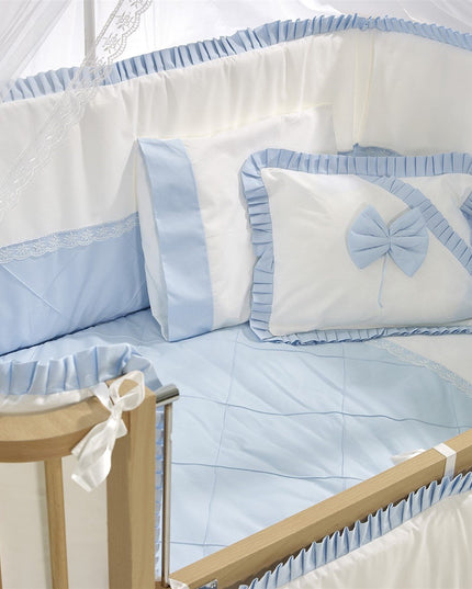 Bambino Anne Yanı Ahşap Sallanır Beşik 70x110 cm (naturel-mavi)