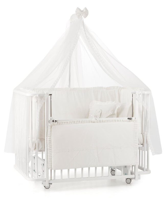 Bambino Anne Yanı Ahşap Sallanır Beşik 70x110 cm (beyaz-ekru)