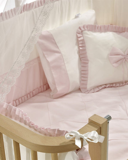 Bambino Anne Yanı Ahşap Sallanır Beşik 70x110 cm (naturel-pembe)