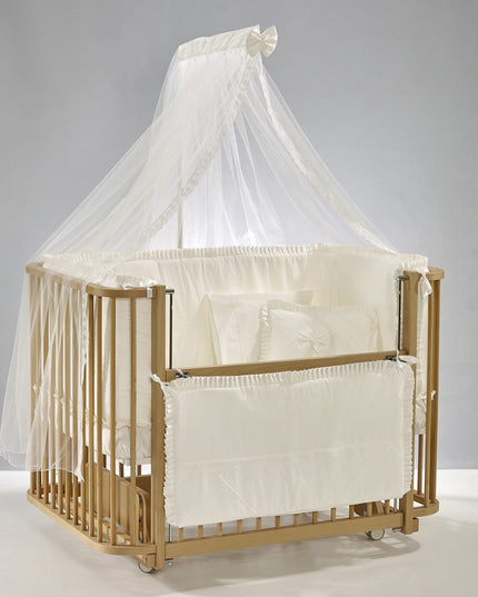 Bambino Anne Yanı Ahşap Sallanır Beşik 70x110 cm (naturel-ekru)
