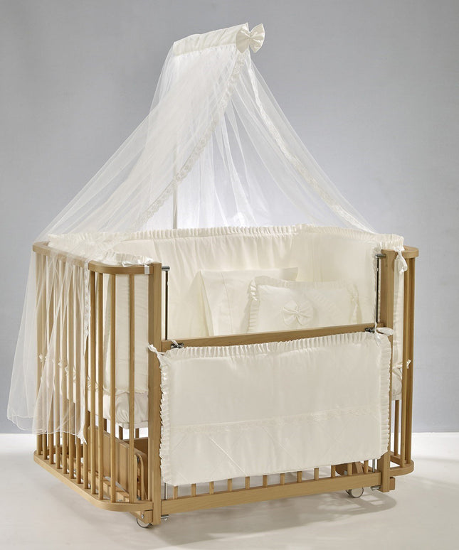 Bambino Anne Yanı Ahşap Sallanır Beşik 70x110 cm (naturel-ekru)