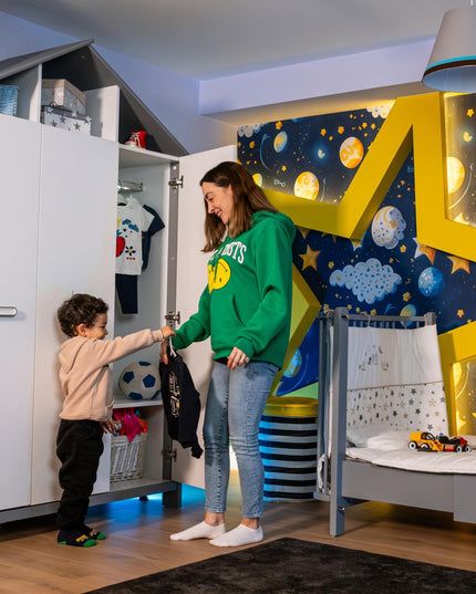 Cozy Gri Üç Kapılı Dolap