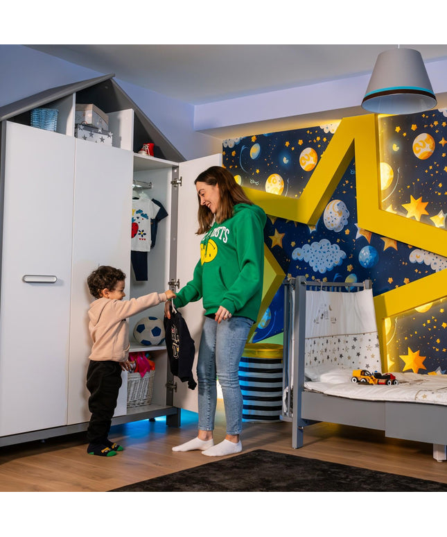 Cozy Gri Üç Kapılı Dolap