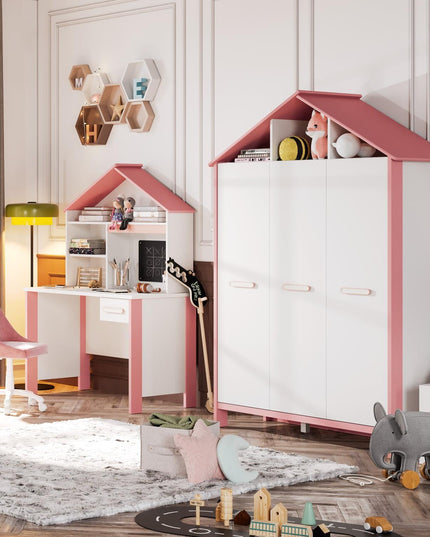 Cozy Pembe Üç Kapılı Dolap