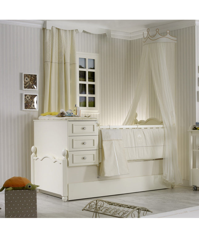 Kral Krem Büyüyen Beşik 80x130 cm Karyola 80x180 cm