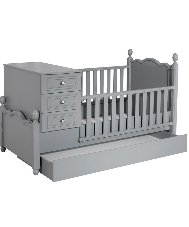 Kral Gri Büyüyen Beşik 80x130 cm Karyola 80x180 cm