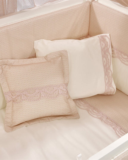 Kral Anne Yanı Ahşap Sallanır Beşik 60x120 cm (beyaz-pembe)