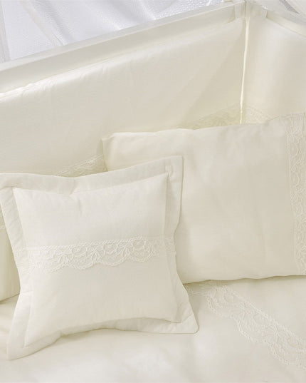 Kral Anne Yanı Ahşap Sallanır Beşik 60x120 cm (beyaz-krem)