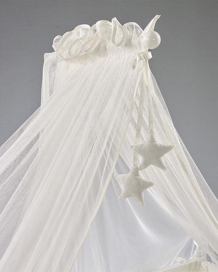 Kral Anne Yanı Ahşap Sallanır Beşik 60x120 cm (beyaz-motto ekru)