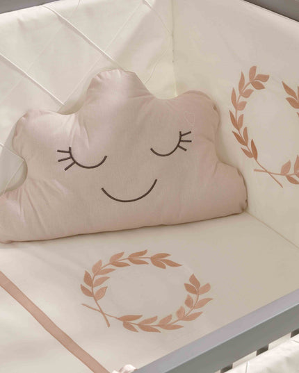 Kral Anne Yanı Ahşap Sallanır Beşik 60x120 cm (gri-motto pudra)
