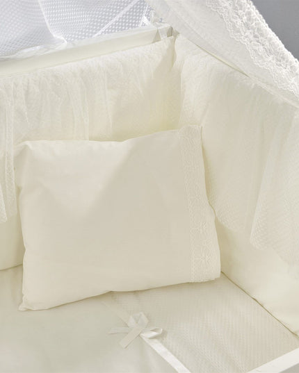 Kral Anne Yanı Ahşap Sallanır Beşik 60x120 cm (beyaz-ekru)