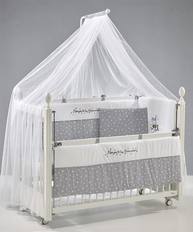 Kral Anne Yanı Ahşap Sallanır Beşik 60x120 cm (beyaz-moon)