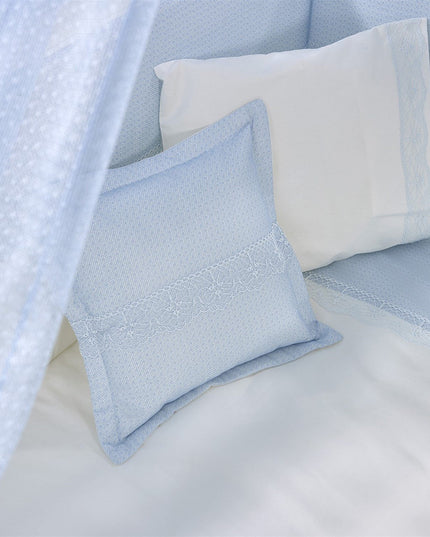 Kral Anne Yanı Ahşap Sallanır Beşik 60x120 cm (beyaz-mavi)