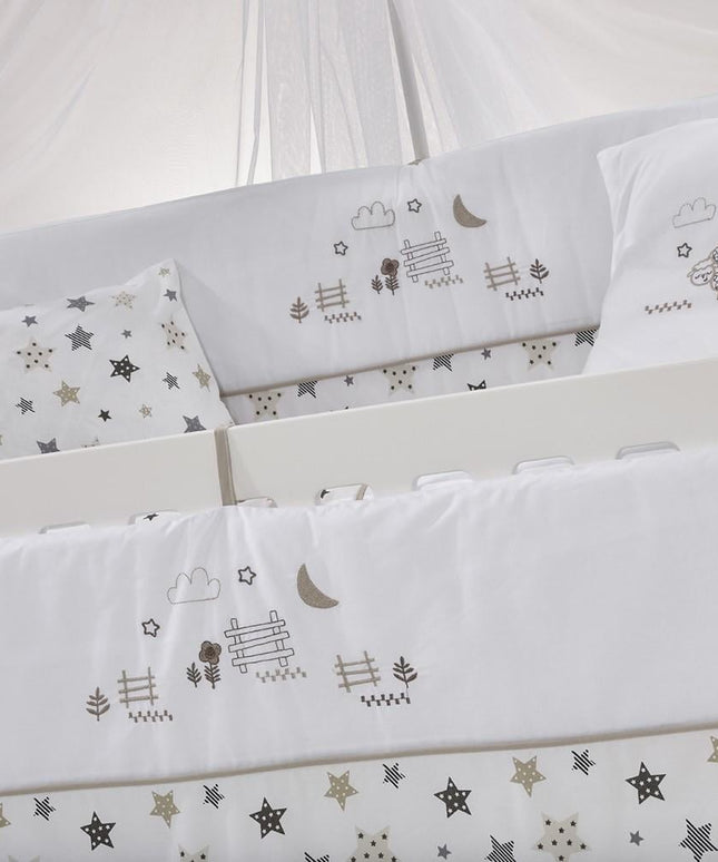 Kuzu Nakışlı Pamuklu Bebek Uyku Seti 60x120 cm