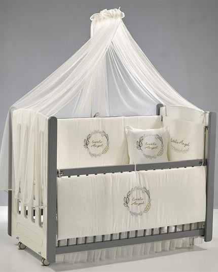 Mia Anne Yanı Ahşap Sallanır Beşik 60x120 cm (gri-angel)