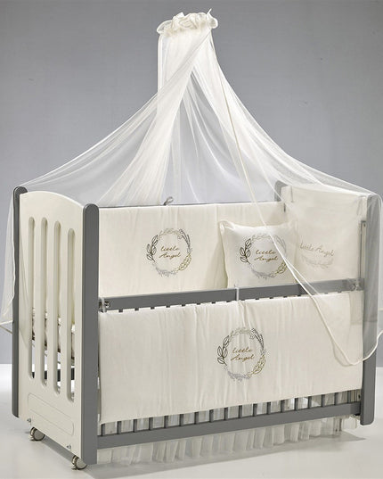 Mia Anne Yanı Ahşap Sallanır Beşik 60x120 cm (gri-angel)