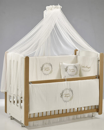 Mia Anne Yanı Ahşap Sallanır Beşik 60x120 cm (naturel-angel)