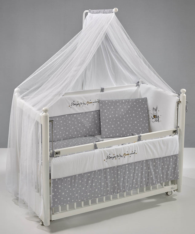 Mondo Anne Yanı Ahşap Sallanır Beşik 60x120 cm (beyaz-moon)