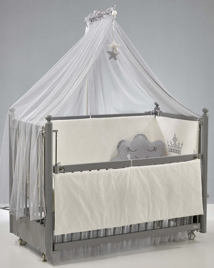 Mondo Anne Yanı Ahşap Sallanır Beşik 60x120 cm (gri-motto gri)