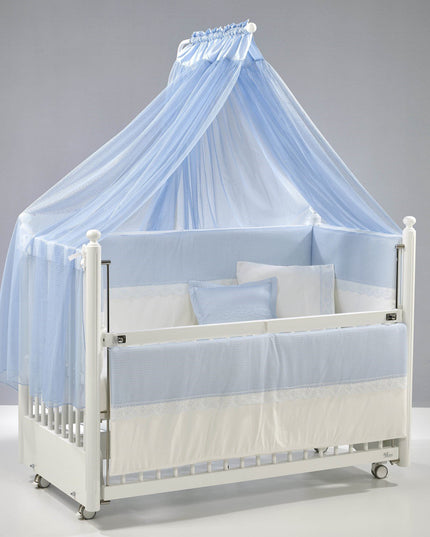 Mondo Anne Yanı Ahşap Sallanır Beşik 60x120 cm (beyaz-mavi)