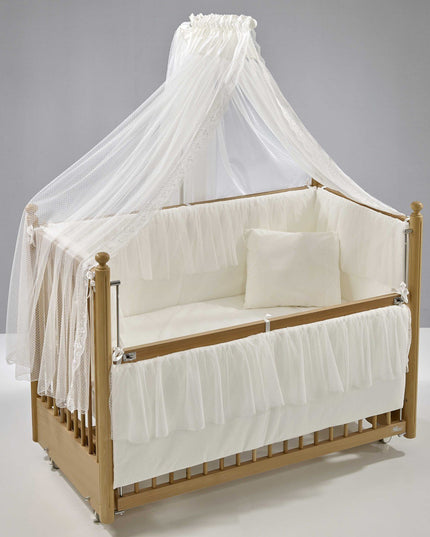 Mondo Anne Yanı Ahşap Sallanır Beşik 60x120 cm (naturel-ekru)