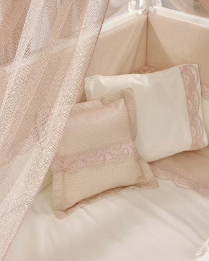 Mondo Anne Yanı Ahşap Sallanır Beşik 60x120 cm (beyaz-pembe)