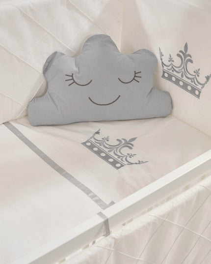 Mondo Anne Yanı Ahşap Sallanır Beşik 60x120 cm (beyaz-motto gri)
