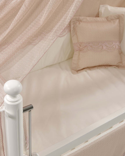 Mondo Anne Yanı Ahşap Sallanır Beşik 60x120 cm (beyaz-pembe)