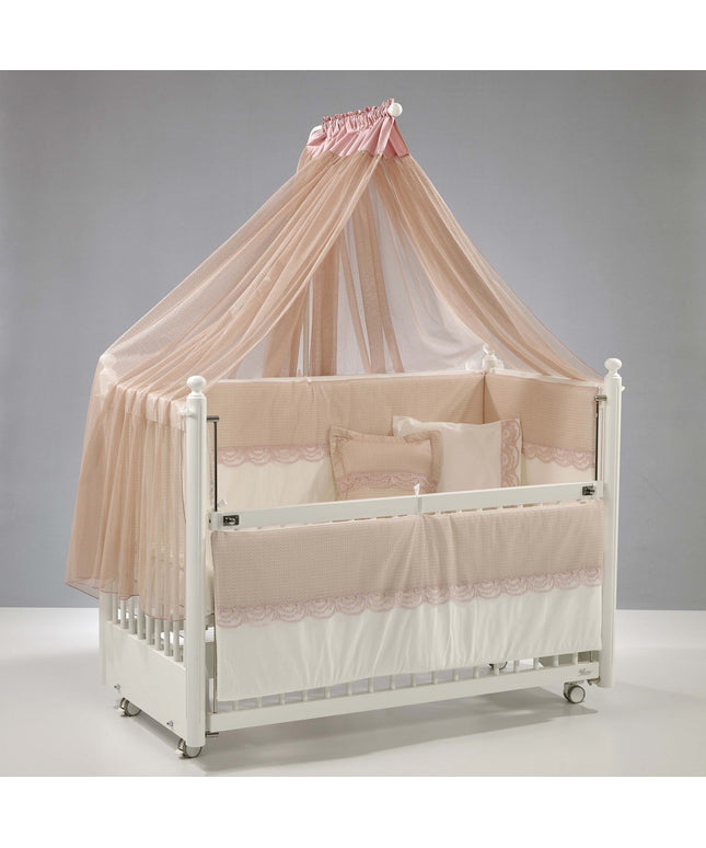 Mondo Anne Yanı Ahşap Sallanır Beşik 60x120 cm (beyaz-pembe)