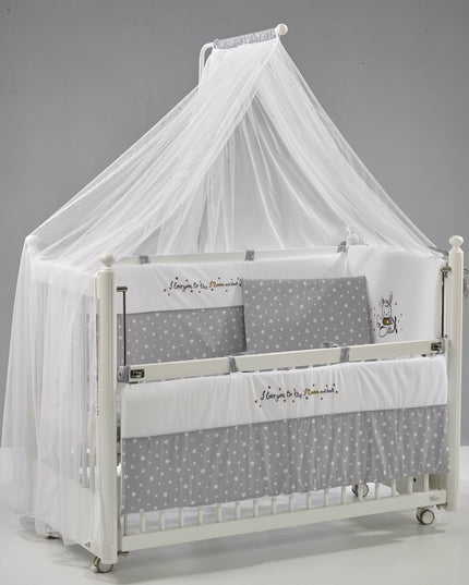 Mondo Anne Yanı Ahşap Sallanır Beşik 60x120 cm (beyaz-moon)