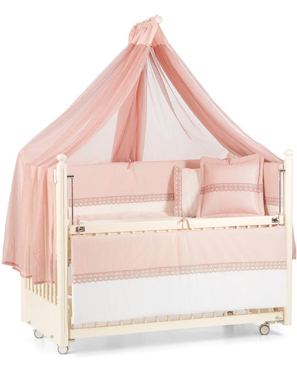 Mondo Anne Yanı Ahşap Sallanır Beşik 60x120 cm (krem-pembe)