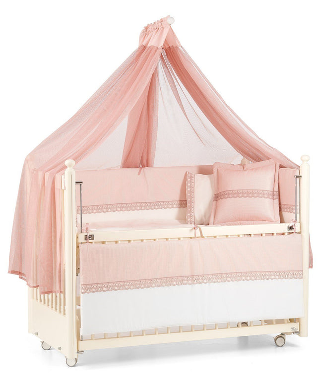 Mondo Anne Yanı Ahşap Sallanır Beşik 60x120 cm (krem-pembe)