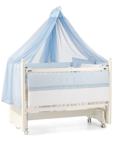 Mondo Anne Yanı Ahşap Sallanır Beşik 60x120 cm (krem-mavi)