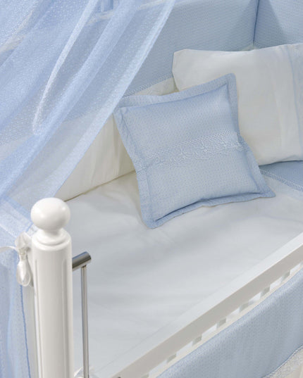 Mondo Anne Yanı Ahşap Sallanır Beşik 60x120 cm (beyaz-mavi)